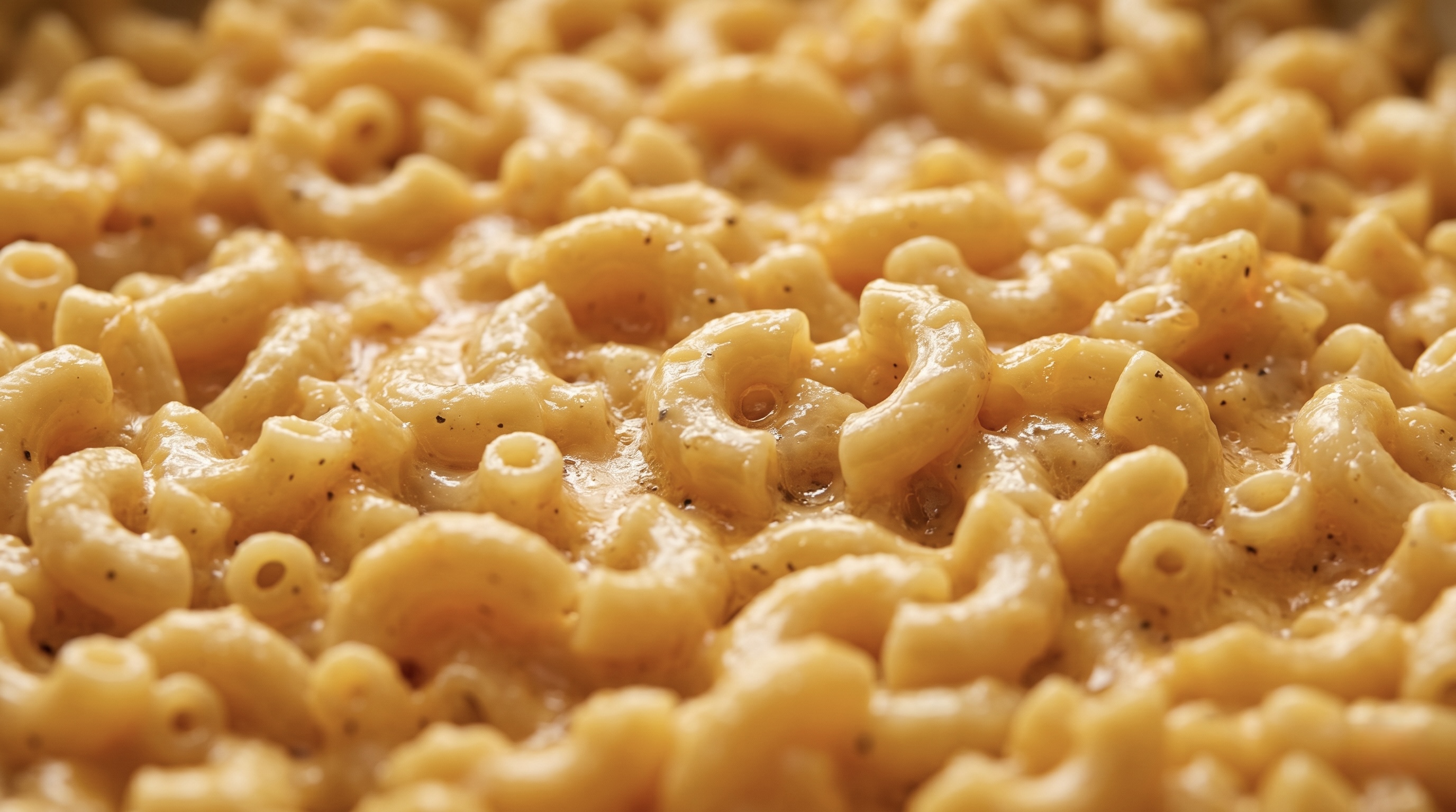 A skillet of creamy, golden baked mac n' cheese